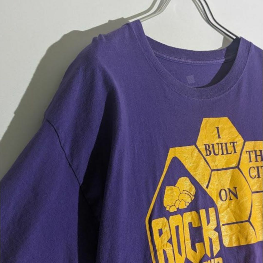 古着 Tシャツ アメカジ プリント ロック パープル 紫 Hanes ヘインズ メンズのトップス(Tシャツ/カットソー(半袖/袖なし))の商品写真