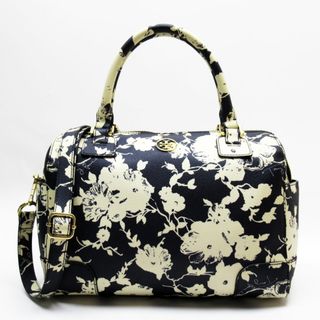 トリーバーチ(Tory Burch)のトリーバーチ Tory Burch ハンドバッグ 斜め掛けショルダーバッグ PVCコーティングキャンバス/コーティングレザー ネイビー×アイボリー レディース 送料無料【中古】 g3983i(ハンドバッグ)