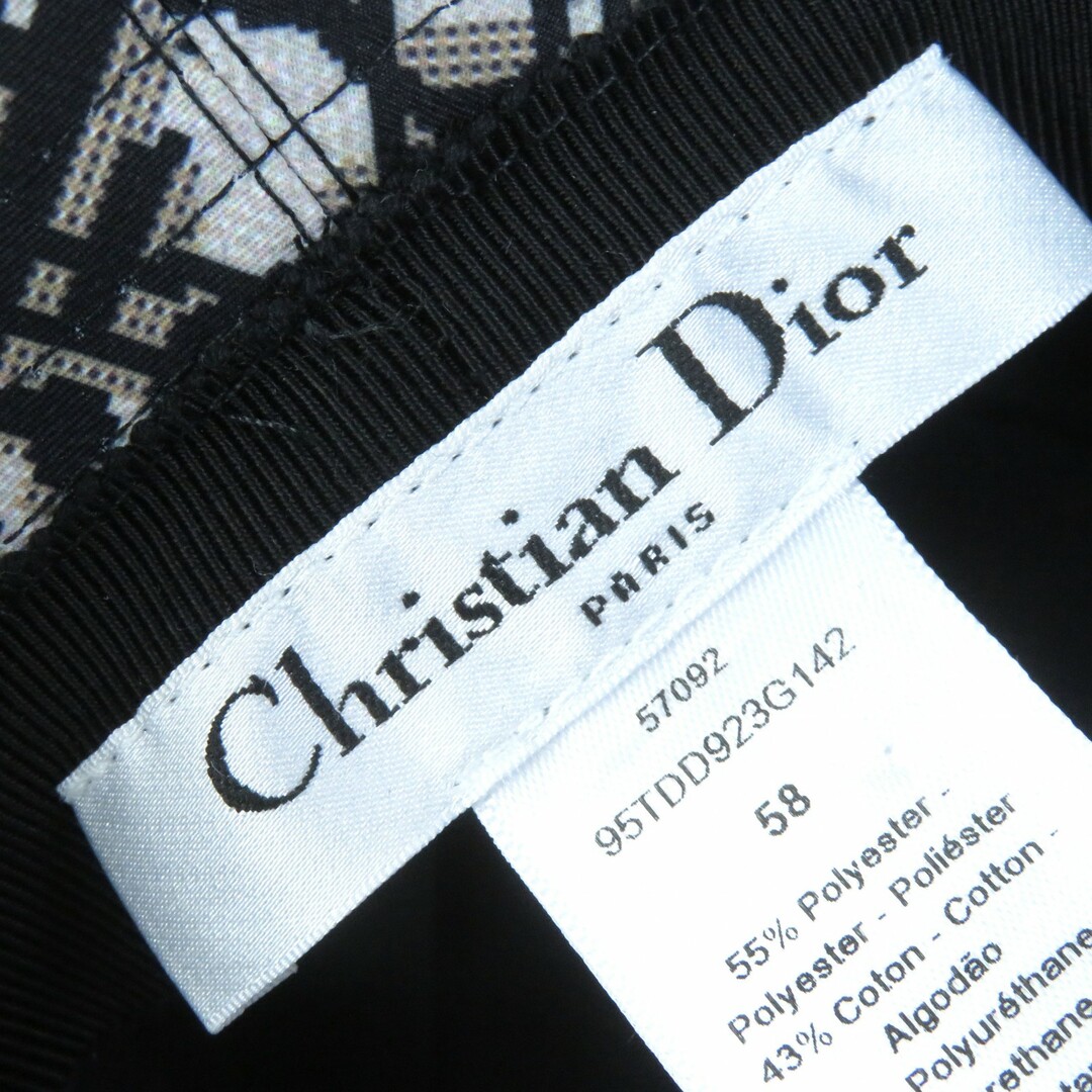 Christian Dior(クリスチャンディオール)の極美品△Christian Dior クリスチャンディオール 95TDD923G142 TEDDY-D ボブハット トロッタ― チェック柄 チュール付き バケットハット グリーン系 58 イタリア製 正規品 レディース レディースの帽子(ハット)の商品写真