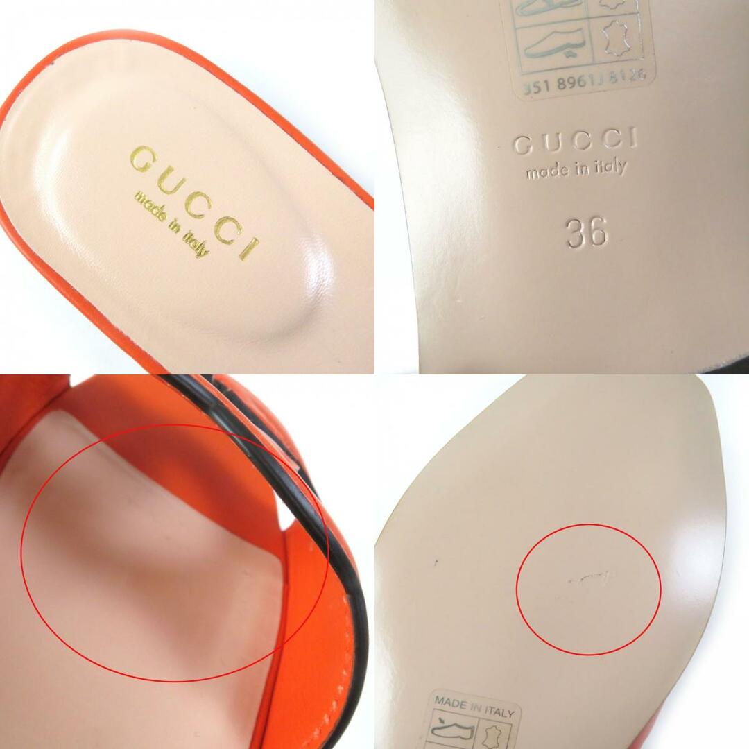 Gucci(グッチ)の未使用品△GUCCI グッチ 694451 レザー インターロッキングG カットアウト スライドサンダル オレンジ 36 保存袋付き イタリア製 レディース 定価96,800円 レディースの靴/シューズ(サンダル)の商品写真