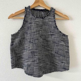 ザラ(ZARA)のZARA ツイード タンクトップ ネイビー(タンクトップ)