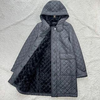 マッキントッシュ(MACKINTOSH)の【美品 】希少サイズ40 マッキントッシュロンドン キルティングコート ボア 黒(ロングコート)