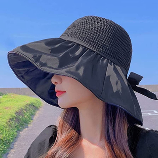 帽子　日焼け対策　紫外線対策　UVカット 日焼け対策 麦わら つば広　韓国　遮熱(ハット)