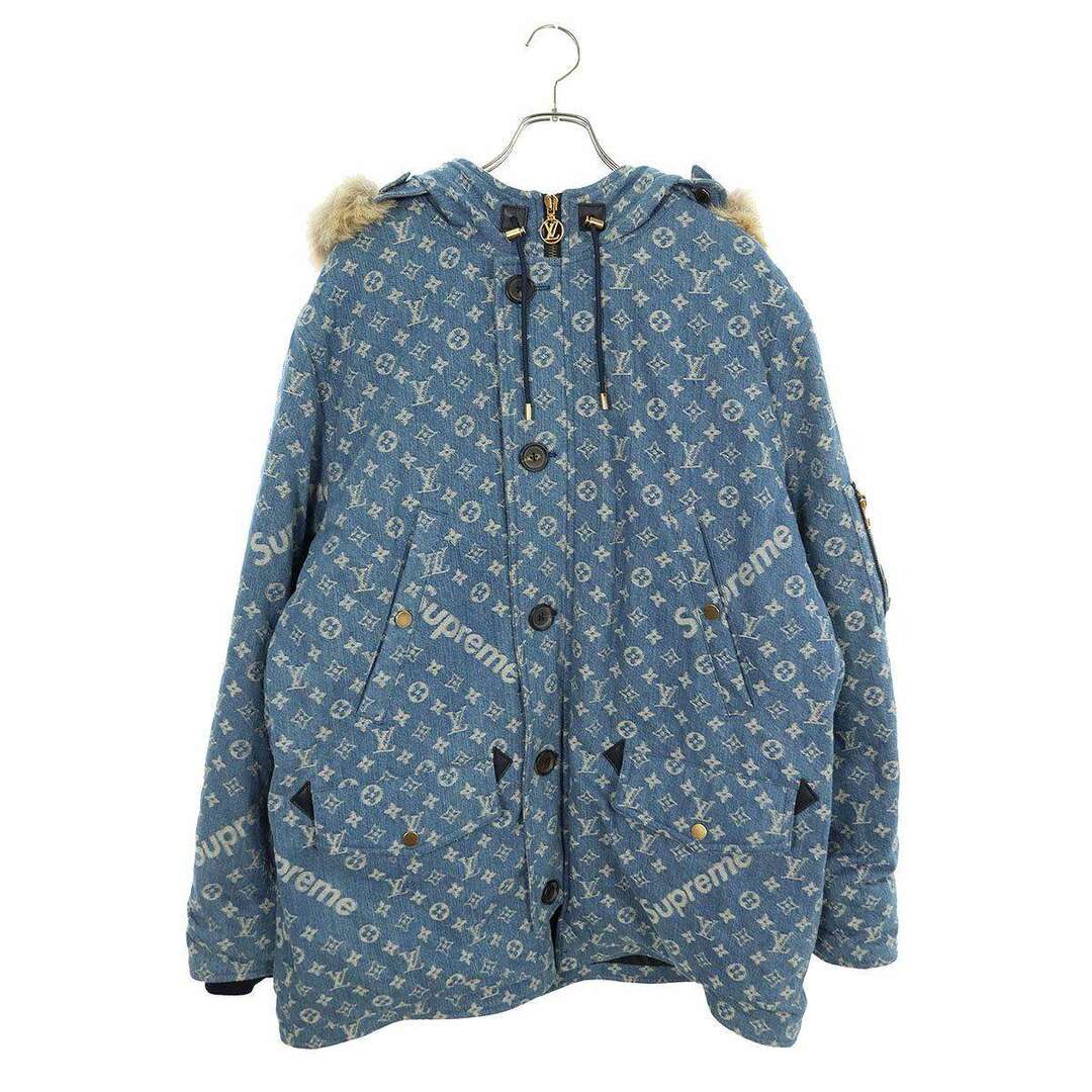 Supreme(シュプリーム)のシュプリーム ルイヴィトン  17AW  LV Jacquard Denim N-3B デニムモノグラムコヨーテファーN-3Bミリタリーコート メンズ 58 メンズのジャケット/アウター(その他)の商品写真