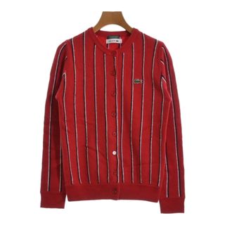 ラコステ(LACOSTE)のLACOSTE ラコステ カーディガン 36(XS位) 赤x白x紺(ストライプ) 【古着】【中古】(カーディガン)