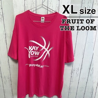 フルーツオブザルーム(FRUIT OF THE LOOM)のFRUIT OF THE LOOM　Tシャツ　 XLサイズ　ピンク　USA古着(Tシャツ/カットソー(半袖/袖なし))