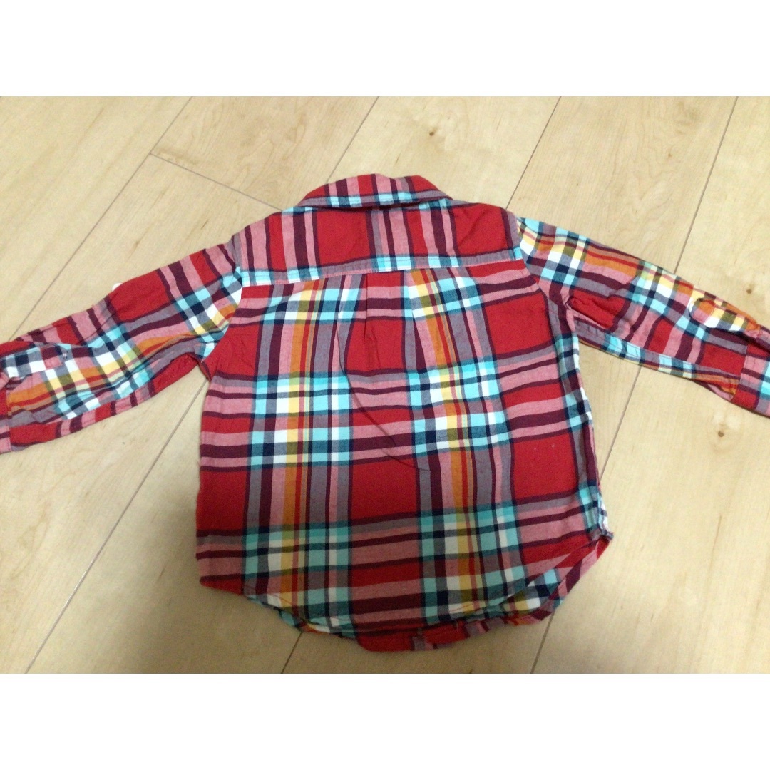 babyGAP(ベビーギャップ)のbabyGAP 長袖チェックシャツ 80 赤 キッズ/ベビー/マタニティのベビー服(~85cm)(シャツ/カットソー)の商品写真