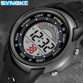 新品 SYNOKEスポーツデジタル ストップウォッチ メンズ腕時計 9032BK(腕時計(デジタル))