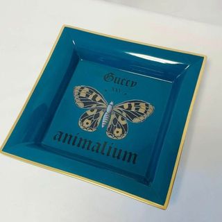 GUCCI 皿 ターコイズブルー ポーセリン トレイ 蝶 バタフライ 新品