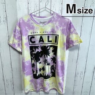 USA古着　Tシャツ　Mサイズ　タイダイ柄　パープル　紫　プリント　ロサンゼルス(Tシャツ/カットソー(半袖/袖なし))