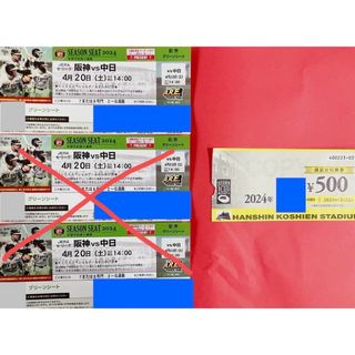 ハンシンタイガース(阪神タイガース)のたっくん様専用‼️甲子園 阪神 VS 中日 グリーンシート 商品お引換券付(野球)