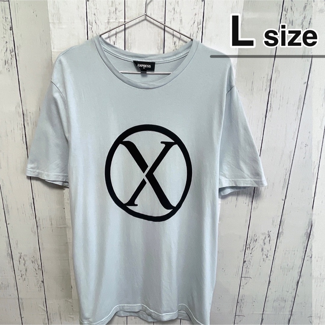 EXPRESS(エクスプレス)のUSA古着　メキシコ製　Tシャツ　ライトブルー　プリント　ロゴ　EXPRESS メンズのトップス(Tシャツ/カットソー(半袖/袖なし))の商品写真