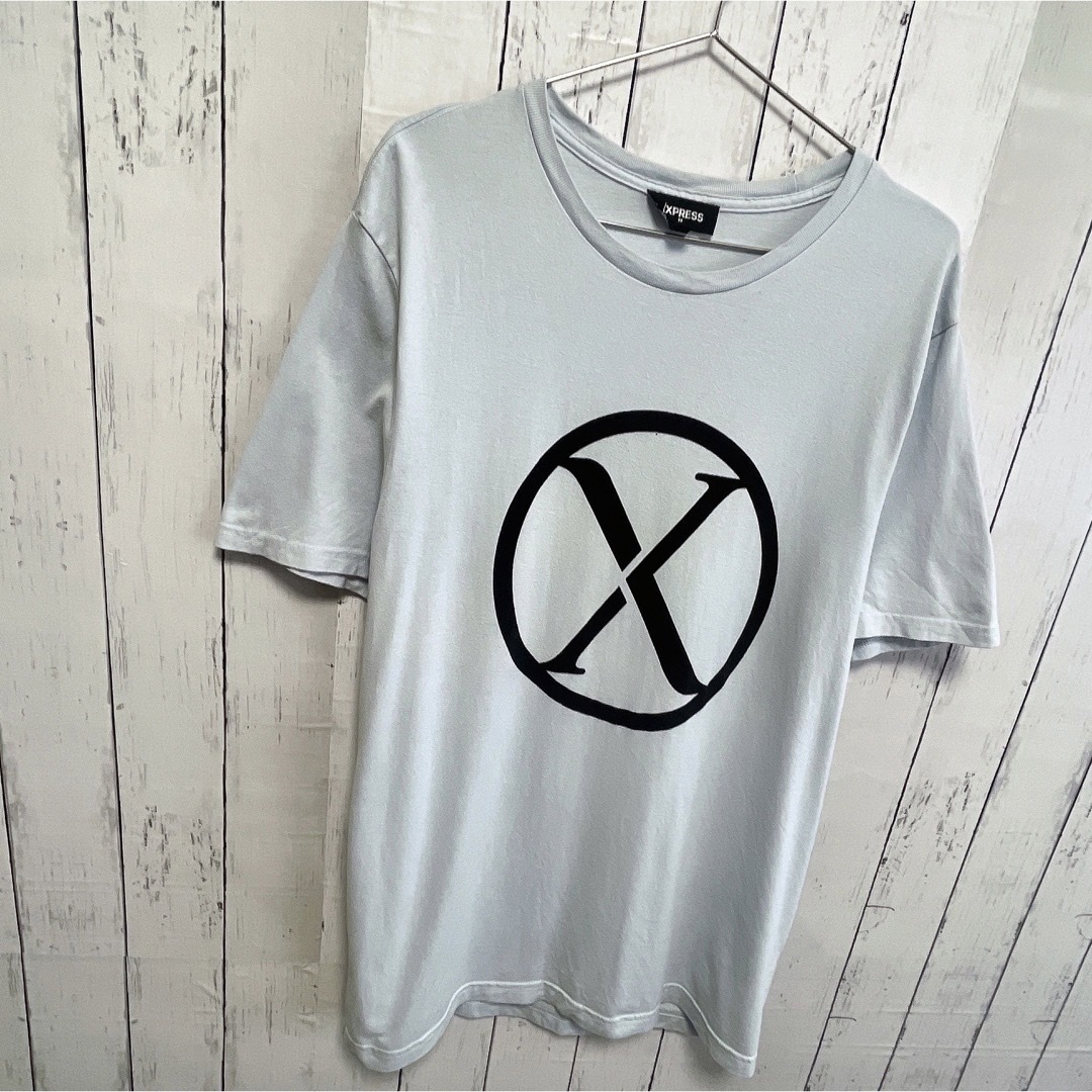 EXPRESS(エクスプレス)のUSA古着　メキシコ製　Tシャツ　ライトブルー　プリント　ロゴ　EXPRESS メンズのトップス(Tシャツ/カットソー(半袖/袖なし))の商品写真