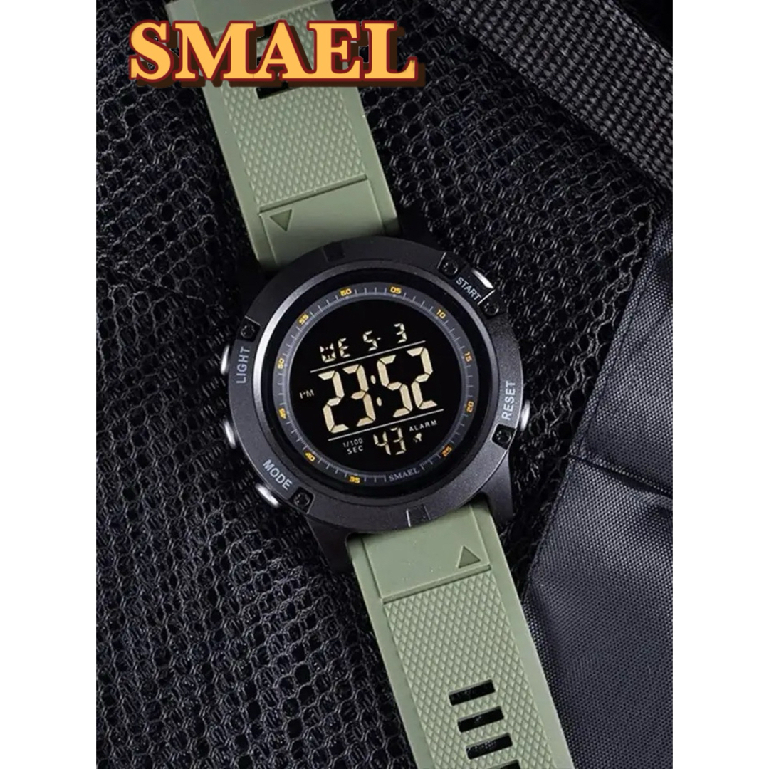 新品 SMAEL ビッグフェイスデジタルウォッチ メンズ腕時計 モスグリーン メンズの時計(腕時計(デジタル))の商品写真
