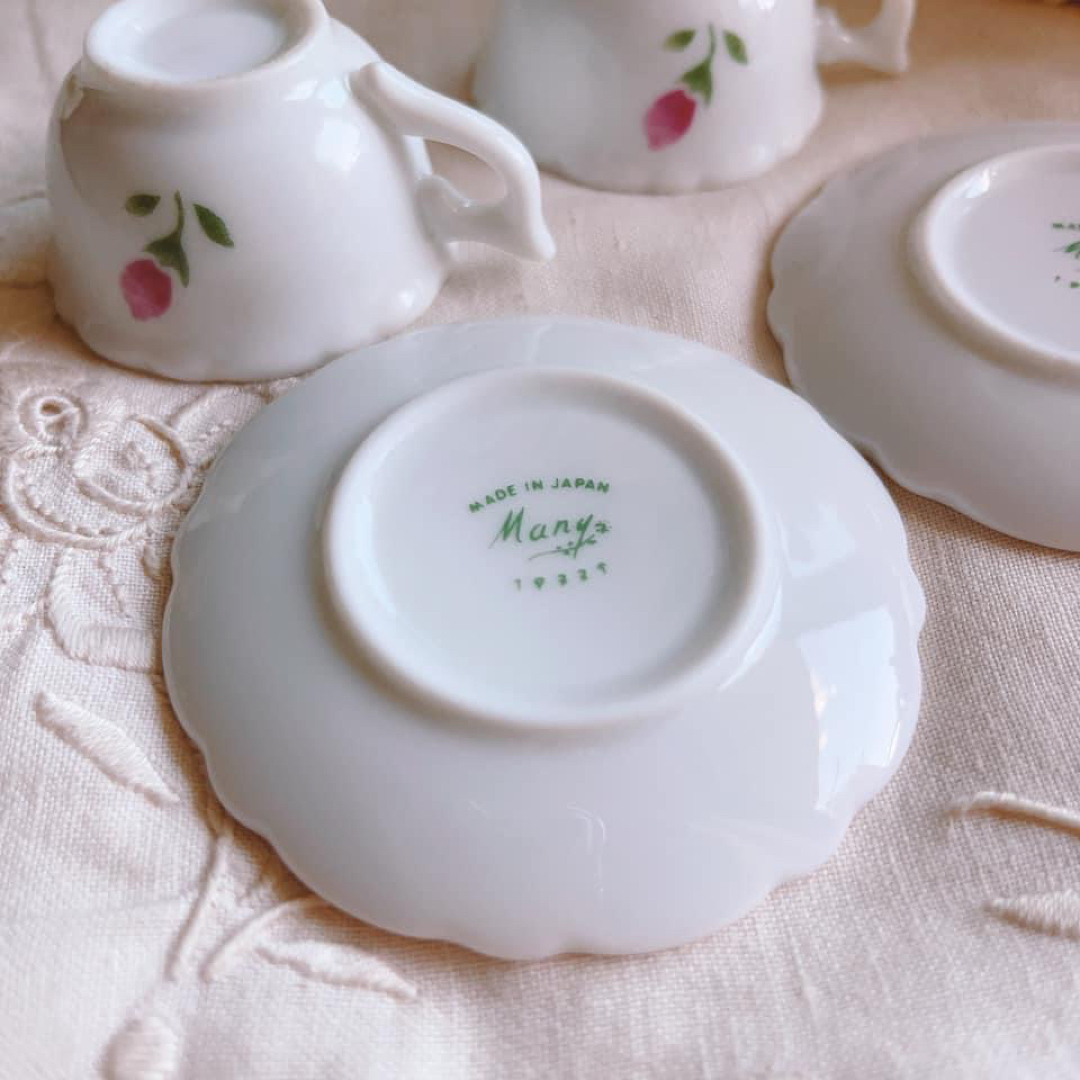 AfternoonTea(アフタヌーンティー)の♡マニーローズ♡ミニチュア5点セットイマンプリンセスローズ薔薇ニトリ陶器 ハンドメイドのおもちゃ(ミニチュア)の商品写真