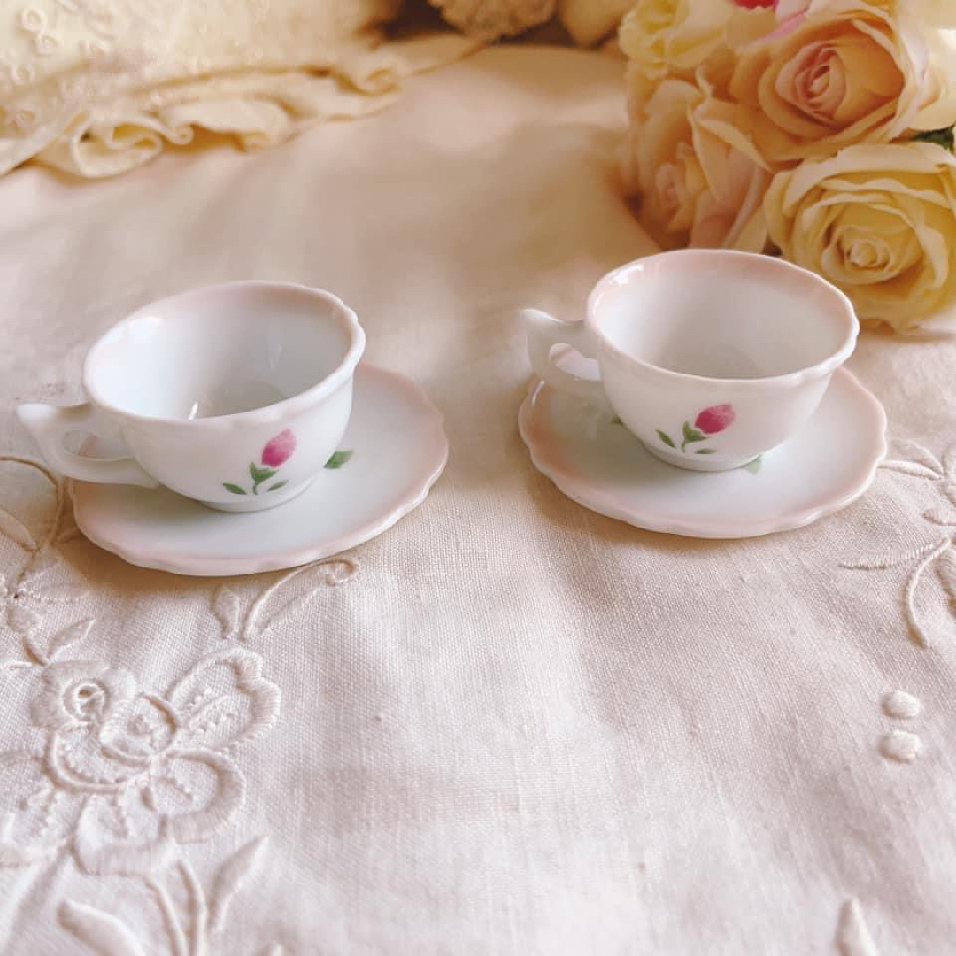 AfternoonTea(アフタヌーンティー)の♡マニーローズ♡ミニチュア5点セットイマンプリンセスローズ薔薇ニトリ陶器 ハンドメイドのおもちゃ(ミニチュア)の商品写真