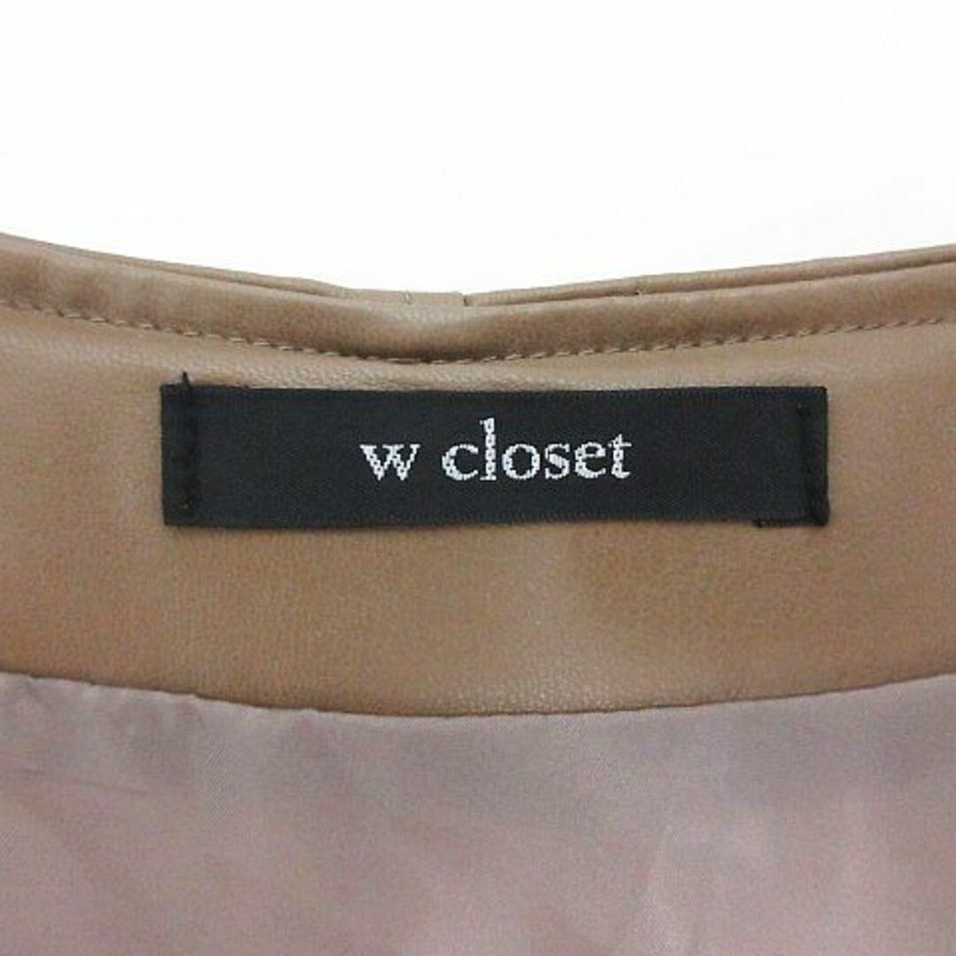 w closet(ダブルクローゼット)のダブルクローゼット ワンピース ノースリーブ ミニ丈 フェイクレザー F モカ レディースのワンピース(ミニワンピース)の商品写真