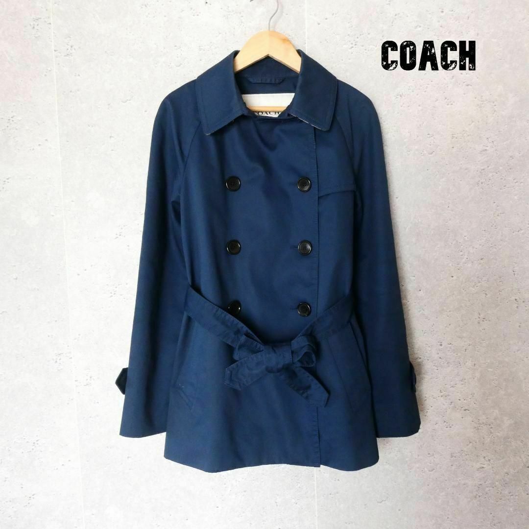 COACH(コーチ)の良品 綺麗 COACH 裏地総柄 ミドル丈 トレンチコート レディースのジャケット/アウター(トレンチコート)の商品写真