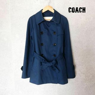 良品 綺麗 COACH 裏地総柄 ミドル丈 トレンチコート