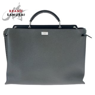 FENDI - 美品 FENDI フェンディ セレリア ピーカブー グレー 灰色 シルバー金具 レザー 7VA406E21F0R29 ビジネスバッグ ハンドバッグ メンズ 405411 【中古】