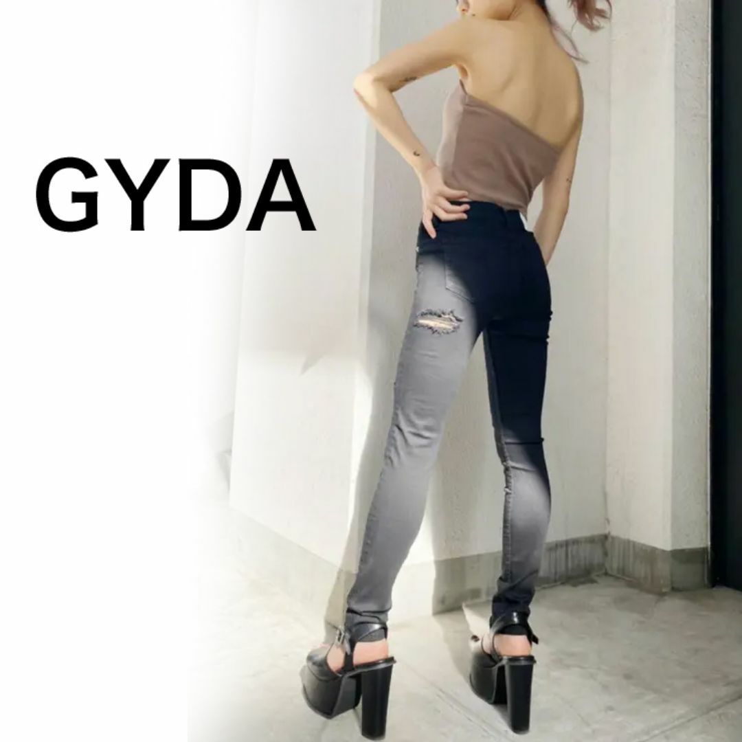 GYDA(ジェイダ)のGYDA BACK RIPPEDカラースキニーパンツサイズM約68cm レディースのパンツ(デニム/ジーンズ)の商品写真