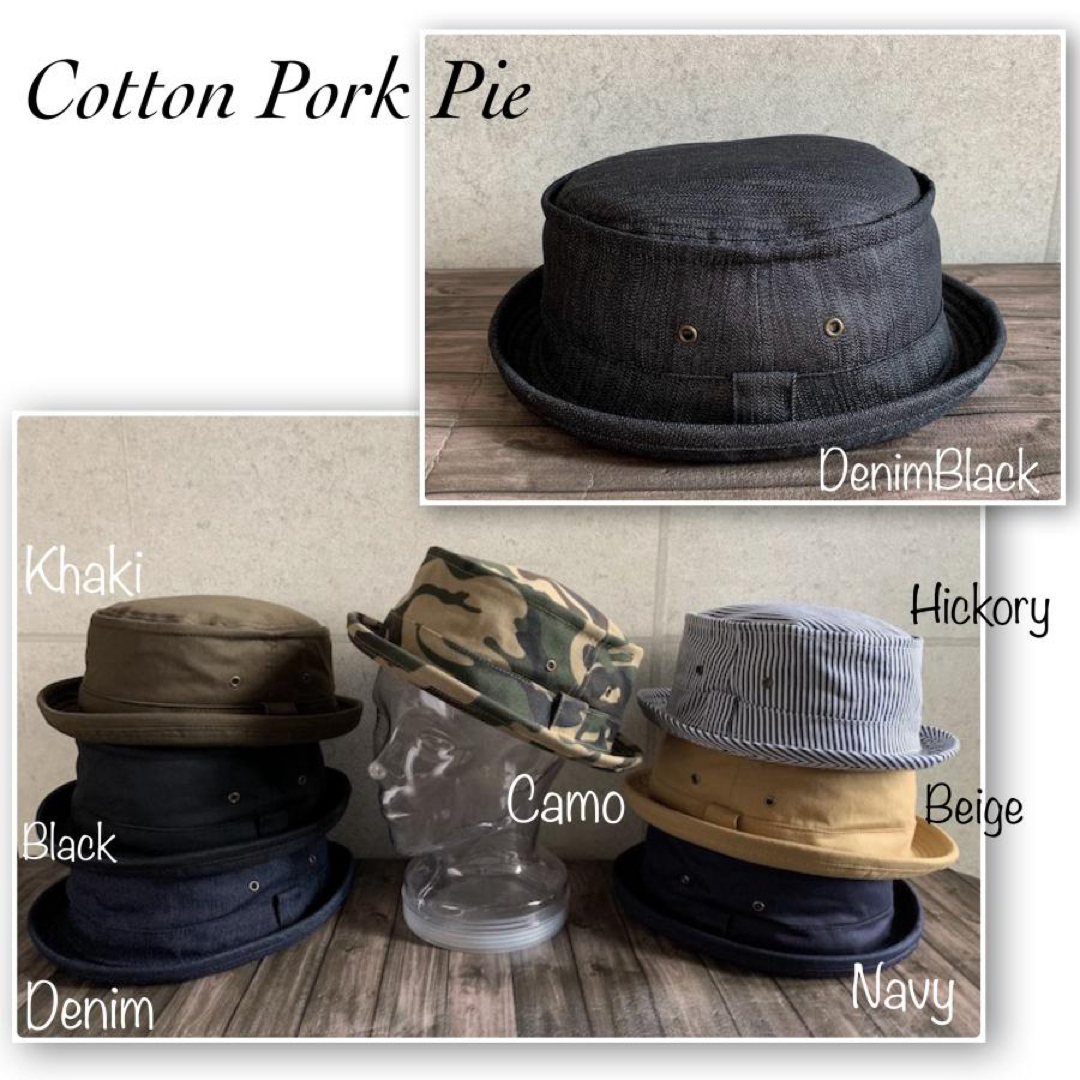 送料込 帽子 ポークパイ ハット コットン オールシーズン サイズ調整 定番 b メンズの帽子(ハット)の商品写真