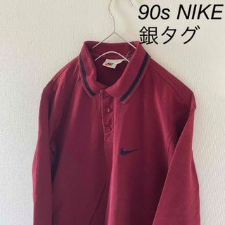 ナイキ(NIKE)の【レア】90sNIKEナイキ銀タグ長袖ポロシャツメンズバーガンディL(Tシャツ/カットソー(七分/長袖))