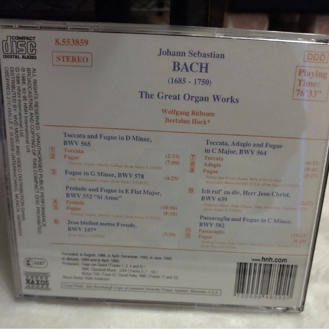 [中古CD] バッハ / The Great Organ Works エンタメ/ホビーのCD(クラシック)の商品写真
