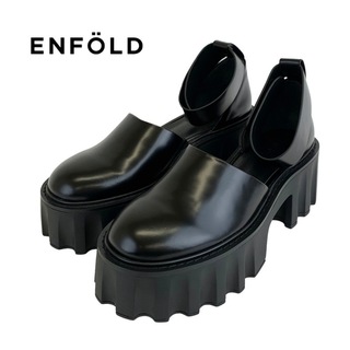 エンフォルド ENFOLD サンダル 靴 シューズ アンクルストラップ 厚底 レザー ブラック 黒(サンダル)