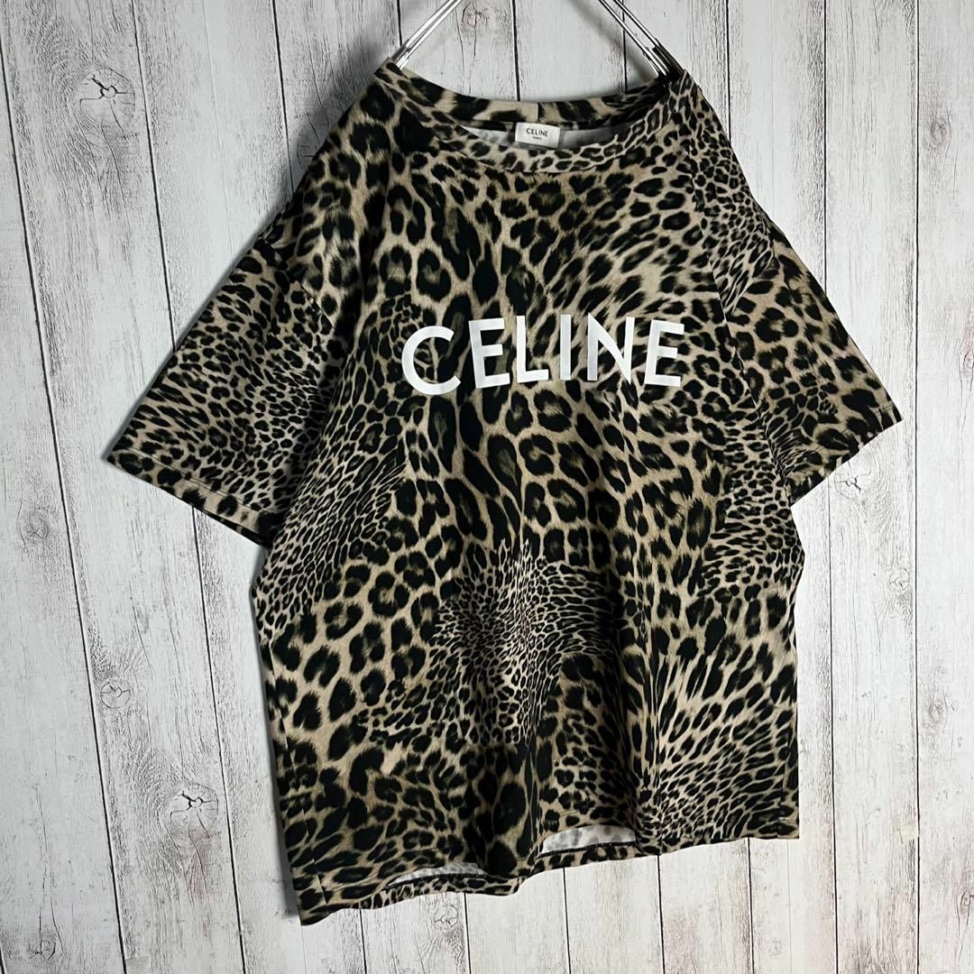 celine(セリーヌ)の【人気Lサイズ】セリーヌ☆ビッグロゴ入りTシャツ レオパード 豹柄 即完売注意 メンズのトップス(Tシャツ/カットソー(半袖/袖なし))の商品写真