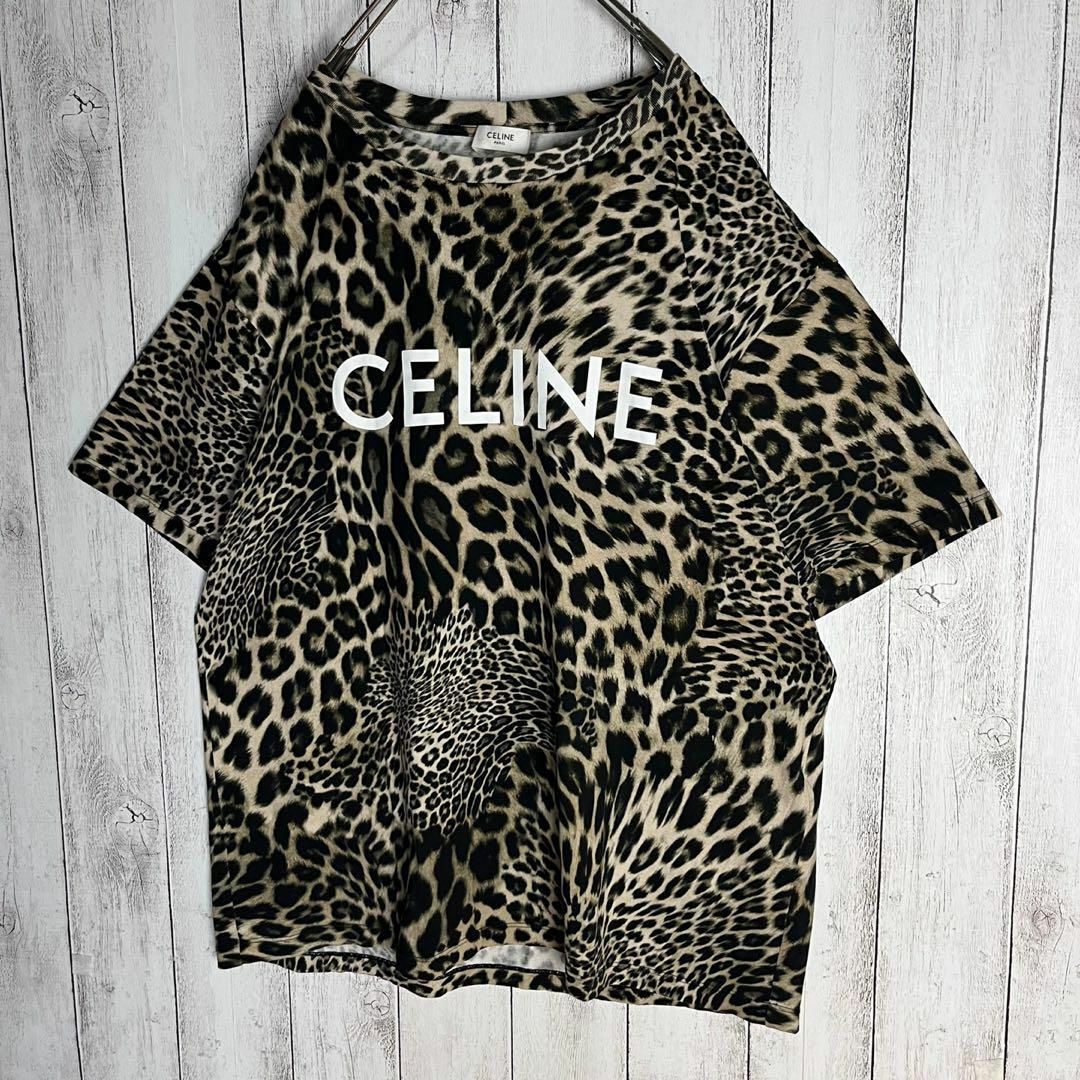 celine(セリーヌ)の【人気Lサイズ】セリーヌ☆ビッグロゴ入りTシャツ レオパード 豹柄 即完売注意 メンズのトップス(Tシャツ/カットソー(半袖/袖なし))の商品写真