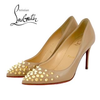 クリスチャンルブタン(Christian Louboutin)のクリスチャンルブタン Christian Louboutin パンプス 靴 シューズ スパイク スタッズ レザー ベージュ ゴールド(ハイヒール/パンプス)