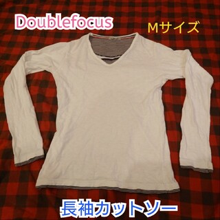 【古着良品】Doublefocus 薄手 長袖カットソー ホワイト Mサイズ(Tシャツ/カットソー(七分/長袖))
