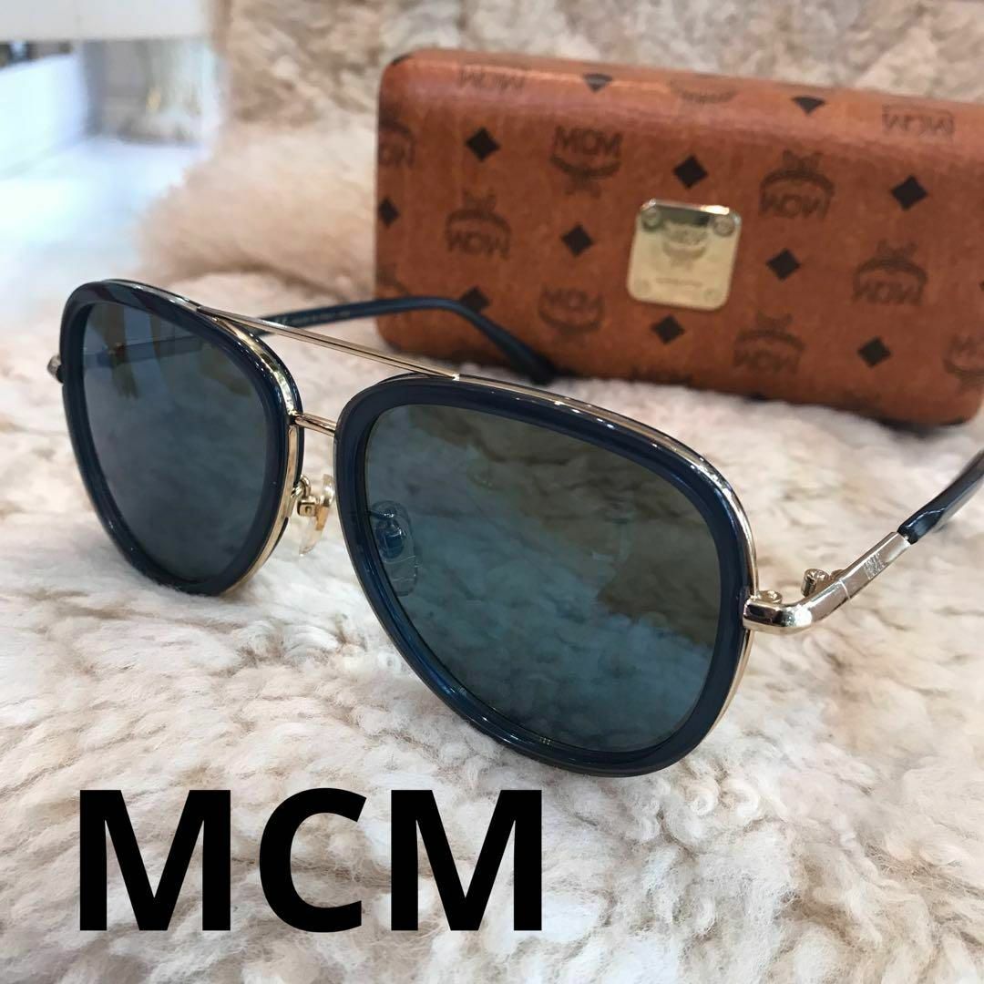 MCM(エムシーエム)の★美品★MCM　サングラス　ティアドロップ　UVカット　ブルー　MCM629SA メンズのファッション小物(サングラス/メガネ)の商品写真