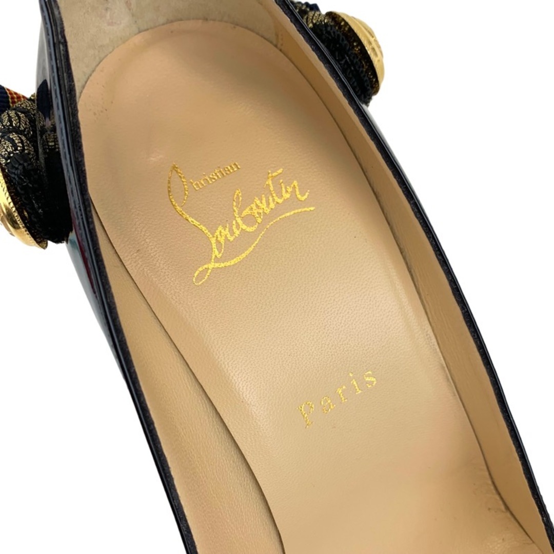 Christian Louboutin(クリスチャンルブタン)のクリスチャンルブタン Christian Louboutin パンプス 靴 シューズ ワッペン パテント ブラック 黒 レディースの靴/シューズ(ハイヒール/パンプス)の商品写真