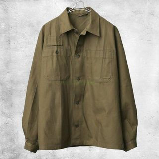 ミリタリー(MILITARY)の【DEADSTOCK】 80's チェコ軍 フライフロント ワークシャツ(ミリタリージャケット)