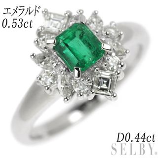 Pt900 エメラルド ダイヤモンド リング 0.53ct D0.44ct(リング(指輪))