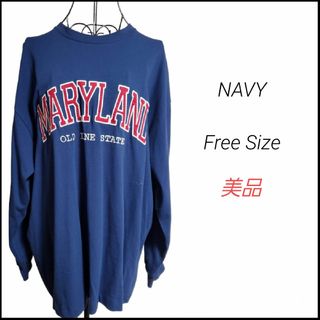 ネイビー(NAVY)の【美品】☆NAVY☆Tシャツ☆ロンT☆長袖☆カットソー☆Free Size☆(カットソー(長袖/七分))