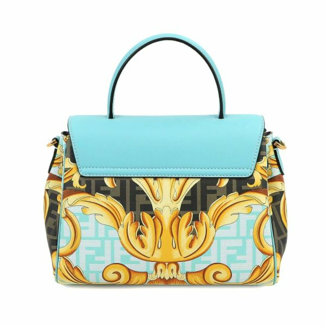 VERSACE(ヴェルサーチ)の未使用 展示品 ヴェルサーチェ VERSACE フェンダーチェ ラ メデューサ 2way ハンド ショルダー バッグ レザー ブルー ズッカ柄 VLP 90228312 レディースのバッグ(ハンドバッグ)の商品写真