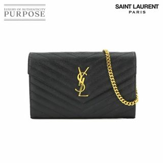 サンローラン(Saint Laurent)の新品同様 サンローラン パリ SAINT LAURENT PARIS カサンドラ チェーン ウォレット 長財布 レザー ブラック 377828 VLP 90228400(財布)