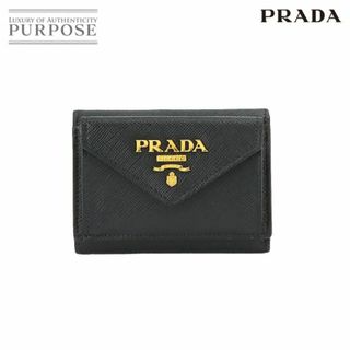 プラダ(PRADA)の新品同様 プラダ PRADA 三つ折り 財布 サフィアーノレザー ブラック ピンク 1MH021 ゴールド 金具 VLP 90228405(財布)