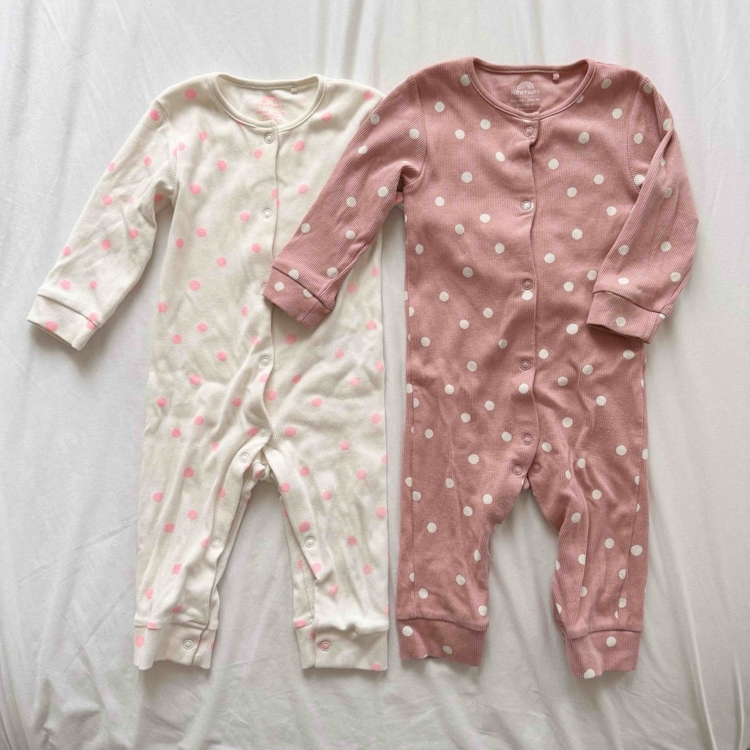 NEXT(ネクスト)のNEXT baby 水玉 ロンパース 6-9ヶ月 74cm 2枚セット キッズ/ベビー/マタニティのベビー服(~85cm)(ロンパース)の商品写真