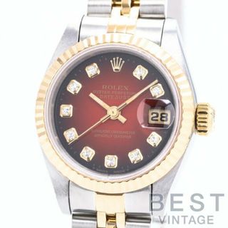 ロレックス(ROLEX)の【OH済】 ロレックス 【ROLEX 】 オイスターパーペチュアル デイトジャスト 69173G レディース レッド グラデーション K18イエローゴールド/ステンレススティール 腕時計 時計 OYSTER PERPETUAL DATEJUST  RED K18YG/SS コンビ D10Pダイヤモンド 赤グラ【中古】 (腕時計)