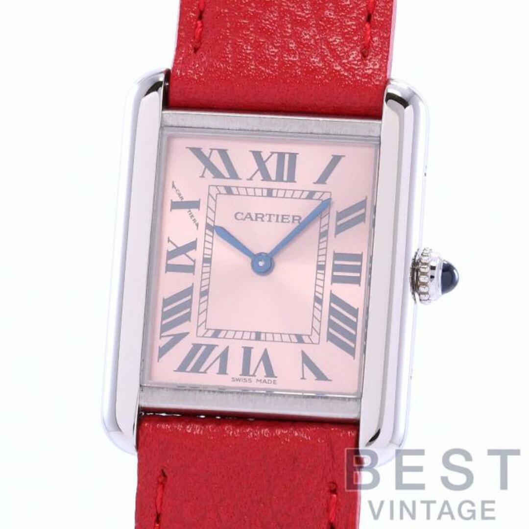 Cartier(カルティエ)の【OH済】 カルティエ 【CARTIER】 タンクソロSM W5200000 レディース ピンク ステンレススティール 腕時計 時計 TANK SOLO SMALL MODEL PINK SS 【中古】  レディースのファッション小物(腕時計)の商品写真