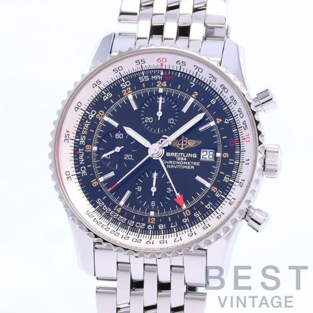 BREITLING(ブライトリング)の【OH済】 ブライトリング 【BREITLING】 ナビタイマー ワールド A2432212/B726/443A (A242B26NP) メンズ ブラック ステンレススティール 腕時計 時計 NAVITIMER WORLD BLACK SS 【中古】  メンズの時計(腕時計(アナログ))の商品写真