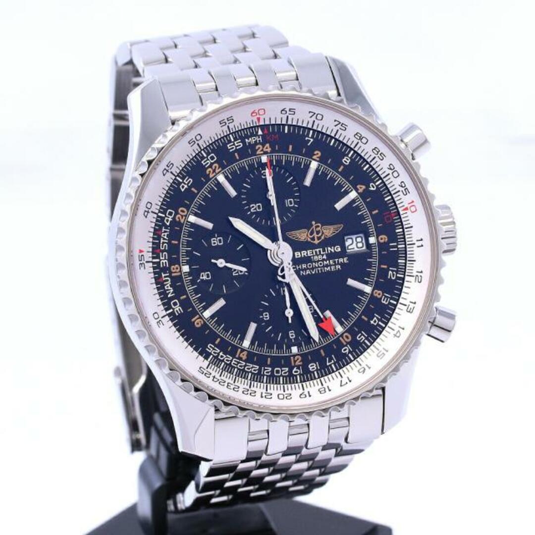 BREITLING(ブライトリング)の【OH済】 ブライトリング 【BREITLING】 ナビタイマー ワールド A2432212/B726/443A (A242B26NP) メンズ ブラック ステンレススティール 腕時計 時計 NAVITIMER WORLD BLACK SS 【中古】  メンズの時計(腕時計(アナログ))の商品写真