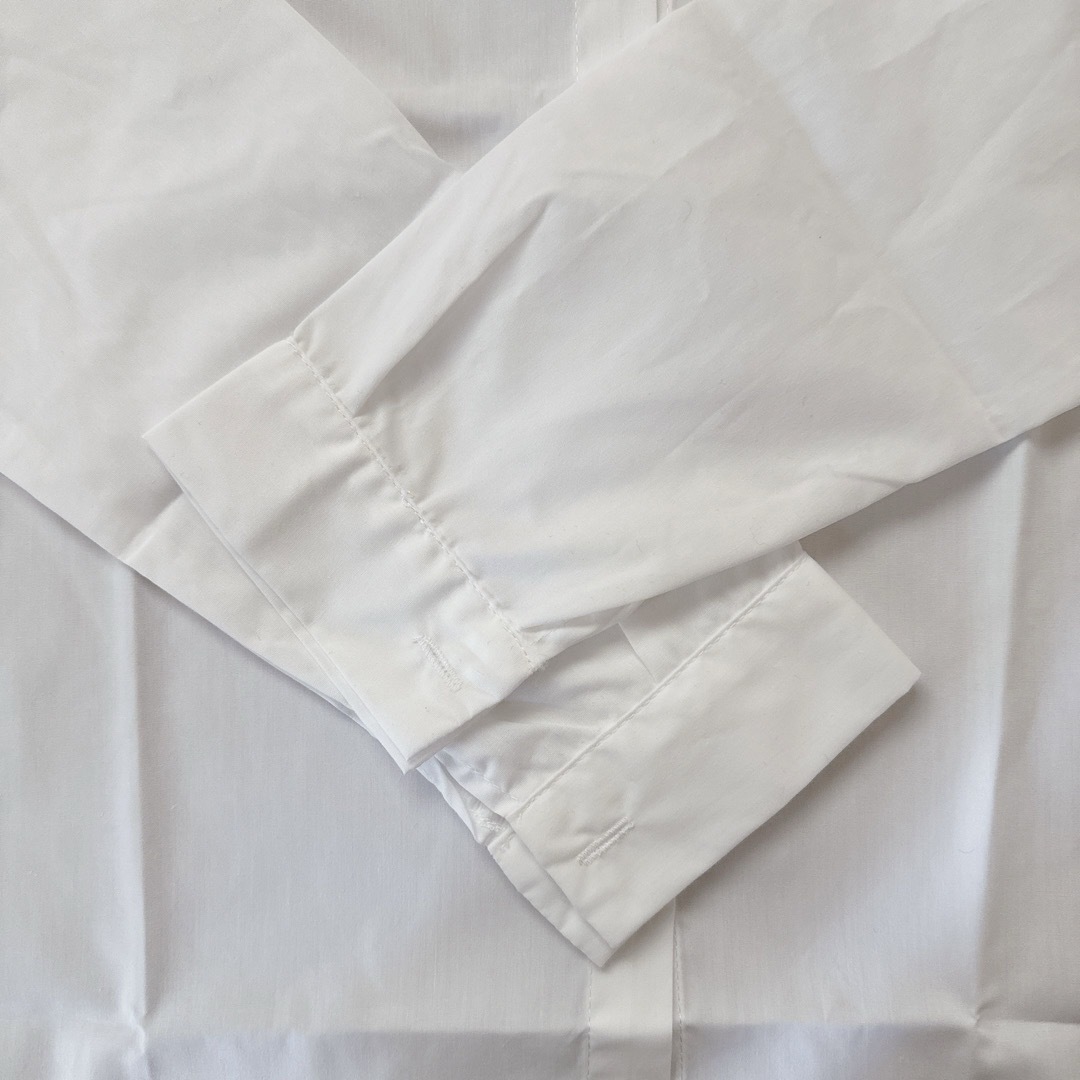 シャツ ブラウス 立ち襟 カジュアル 白 きれいめ 長袖 オフィス フリル L レディースのトップス(シャツ/ブラウス(長袖/七分))の商品写真