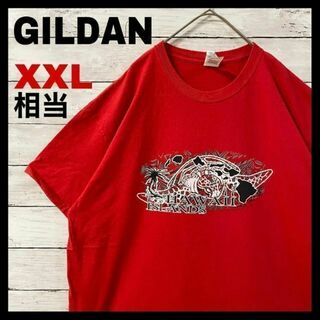 ギルタン(GILDAN)のh85 US古着　GILDAN　半袖Tシャツ　ハワイ　ヤシの木　ビーチ　プリント(Tシャツ/カットソー(半袖/袖なし))