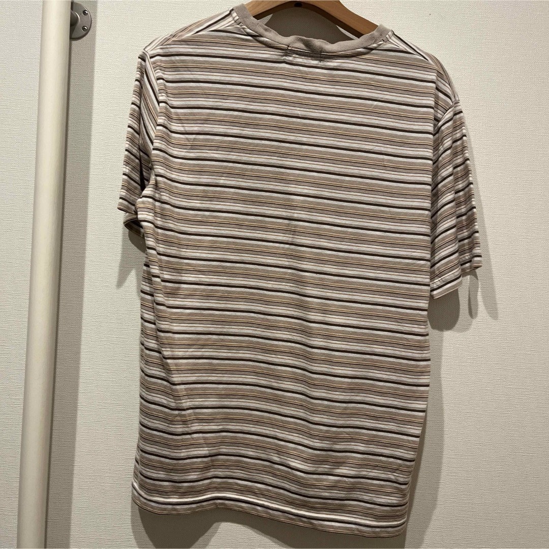 TOROY(トロイ)のTOROYメンズTシャツ半袖ブラウン　ボーダーLサイズ春夏 メンズのトップス(Tシャツ/カットソー(半袖/袖なし))の商品写真