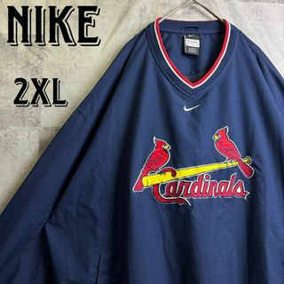 ナイキ(NIKE)の美品 超ビッグサイズ ナイキ MLBカージナルス ナイロンジャケット 2XL(ナイロンジャケット)